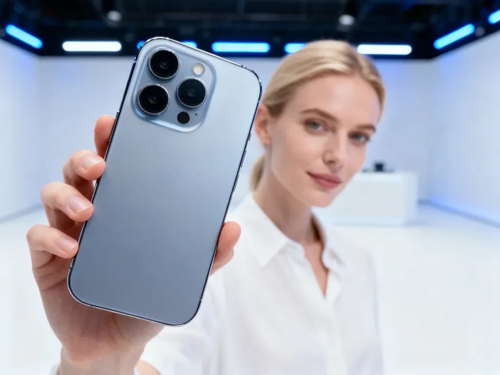 Nowoczesny smartfon Xiaomi z wyeksponowanym modułem aparatu w profesjonalnym, minimalistycznym studiu technologicznym.