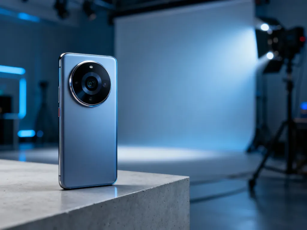 Xiaomi 13 Ultra z charakterystycznym, dużym modułem aparatu na minimalistycznym, betonowym tle.