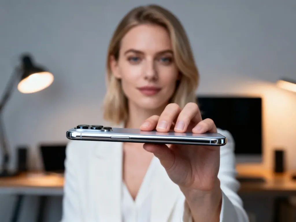 Elegancki smartfon Oppo Reno 13 Pro trzymany w dłoni, eksponujący smukłą obudowę oraz nowoczesny moduł aparatu.